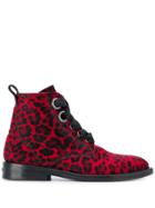 Zadig & Voltaire Laureen Leopard Print Boots - Red