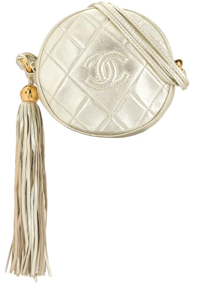 Chanel Pre-owned Quilted Logo Cross Body Bag - Gold
