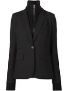Veronica Beard Knitted Collar Insert Blazer, Women's, Size: 4, Black, Spandex/elastane/wool/virgin Wool
