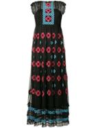Red Valentino Embroidered Mesh Maxi Dress - Black