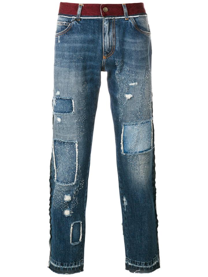 Dolce & Gabbana Distressed Slim-fit Jeans - Blue