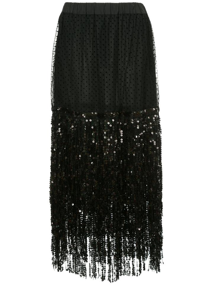 Romance Was Born Razzle Dazzle Fringe Skirt - Black