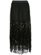 Romance Was Born Razzle Dazzle Fringe Skirt - Black