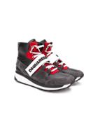 Dsquared2 Kids Teen Logo Touch Strap Hi-top Sneakers - Grey