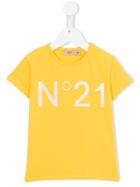 No21 Kids Logo Print T-shirt, Girl's, Size: 12 Yrs, Yellow/orange