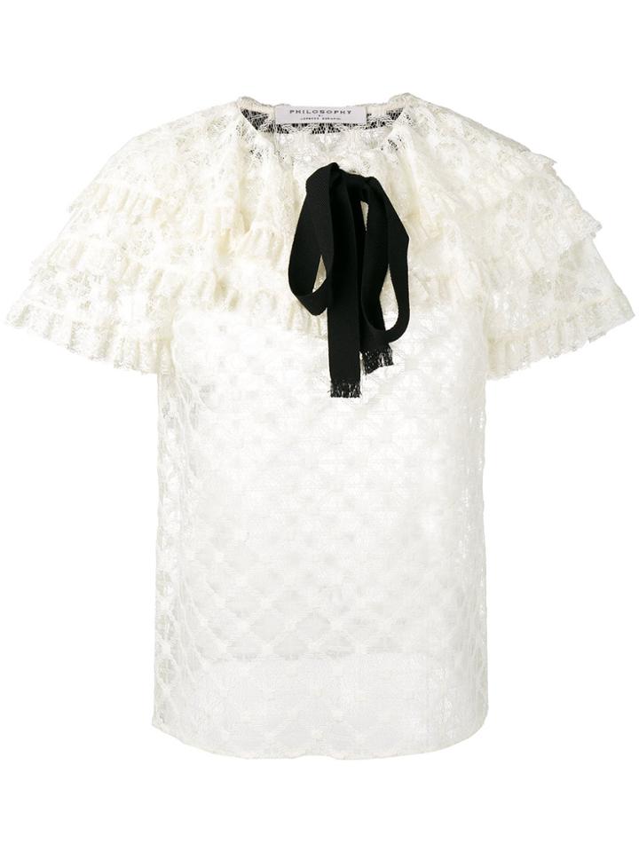 Philosophy Di Lorenzo Serafini Ruffled Lace Blouse - White