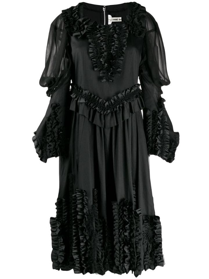 Comme Des Garçons Appliqué Ruffles Dress - Black