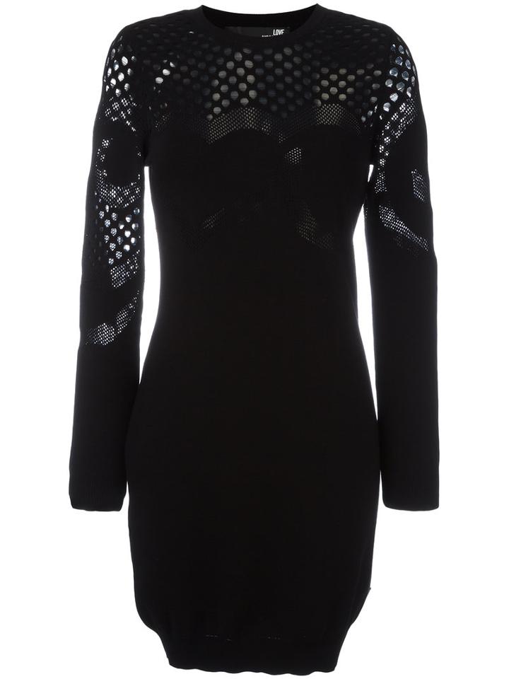 Love Moschino Fishnet Panel Dress, Women's, Size: 44, Black, Polyester/viscose