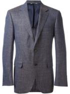 Canali Notched Lapel Blazer, Men's, Size: 54, Blue, Silk/linen/flax/cupro/wool