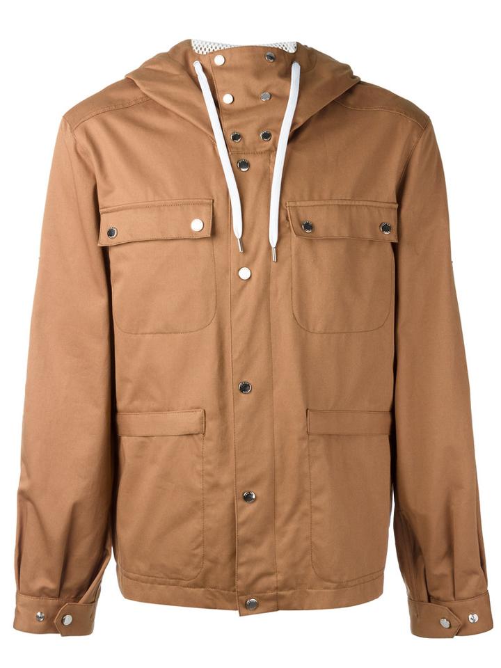 Kenzo Hooded Field Jacket, Men's, Size: Large, Brown, Cotton/polyester/spandex/elastane