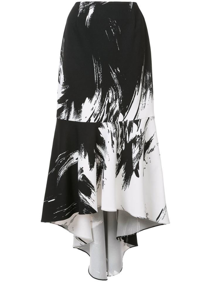 Christian Siriano Brush Stroke Asymmetric Skirt - Black
