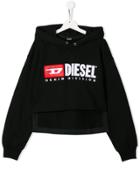 Diesel Kids Contrast Logo Hoodie - Black