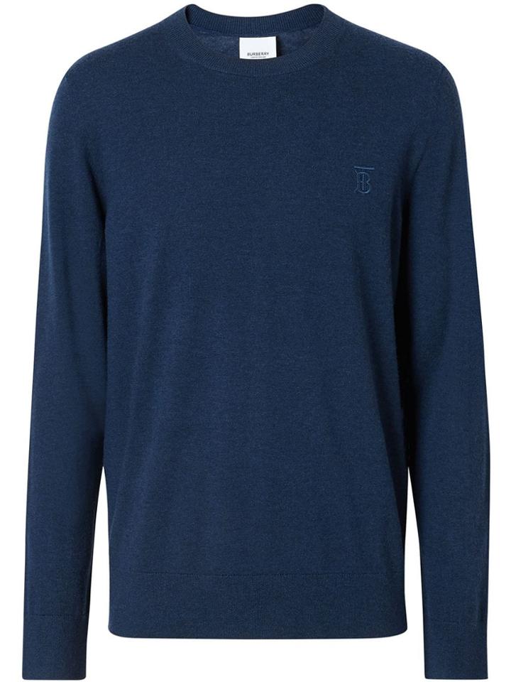 Burberry Monogram Motif Cashmere Sweater - Blue