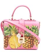 Dolce & Gabbana - Pineapple Print 'rosalia' Bag - Women - Cotton/leather - One Size, Pink/purple, Cotton/leather