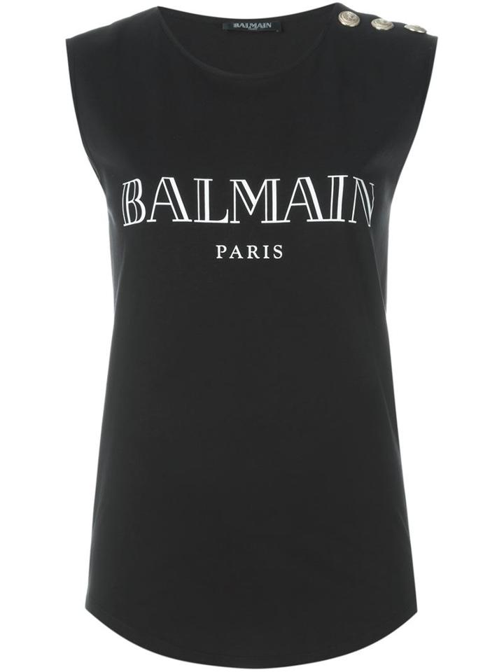 Balmain Logo T-shirt, Women's, Size: 38, Black, Cotton