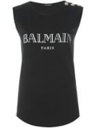 Balmain Logo T-shirt, Women's, Size: 38, Black, Cotton