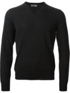 Drumohr V-neck Knit Sweater, Men's, Size: 48, Black, Merino
