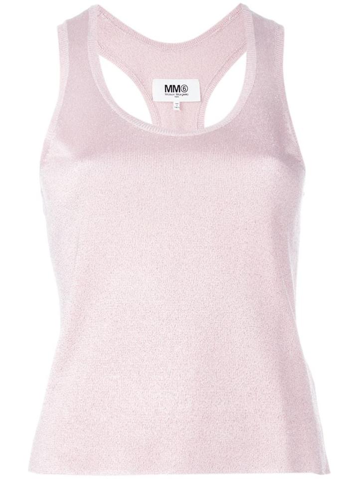 Mm6 Maison Margiela Shimmer Knitted Tank Top, Women's, Size: Medium, Pink/purple, Polyamide/polyester/acetate