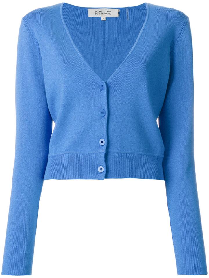 Dvf Diane Von Furstenberg Cropped Fitted Cardigan - Blue
