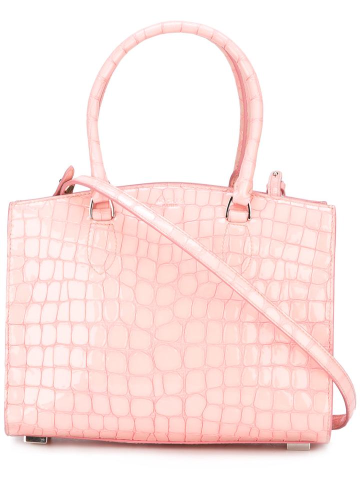 Rochas Crocodile Texture Tote Bag, Women's, Pink/purple, Goat Skin