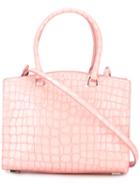 Rochas Crocodile Texture Tote Bag, Women's, Pink/purple, Goat Skin