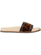 Fendi Logo Strap Slide Sandals - Brown