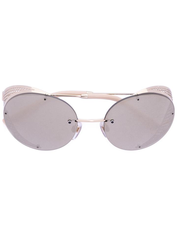 Valentino - Valentino Garavani Oval Frame Sunglasses - Women - Metal - One Size, Grey, Metal