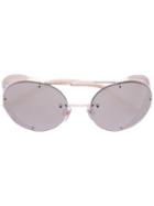 Valentino - Valentino Garavani Oval Frame Sunglasses - Women - Metal - One Size, Grey, Metal