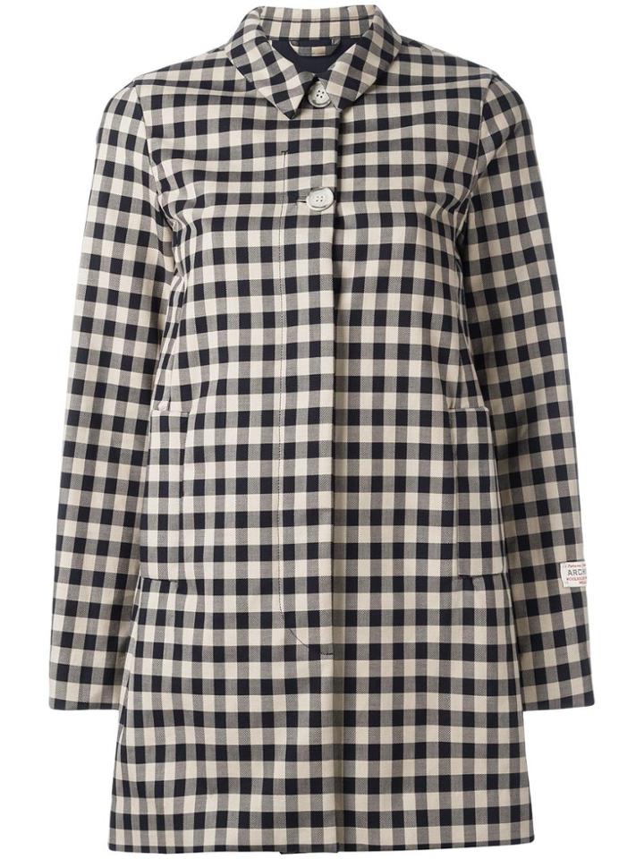 Woolrich Checked Mid Coat - Blue