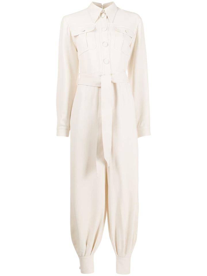 Gucci Pleated Belted Jumpsuit - Neutrals