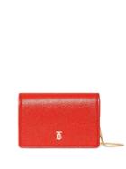 Burberry Grainy Leather Card Case With Detachable Strap - Red