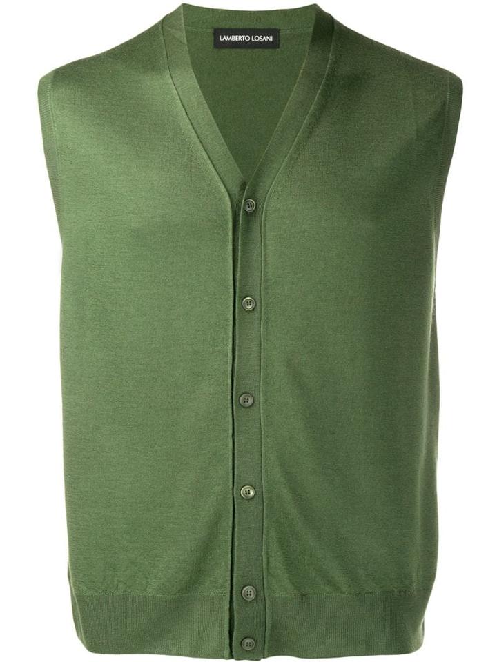 Lamberto Losani Sleeveless Knit Cardigan - Green