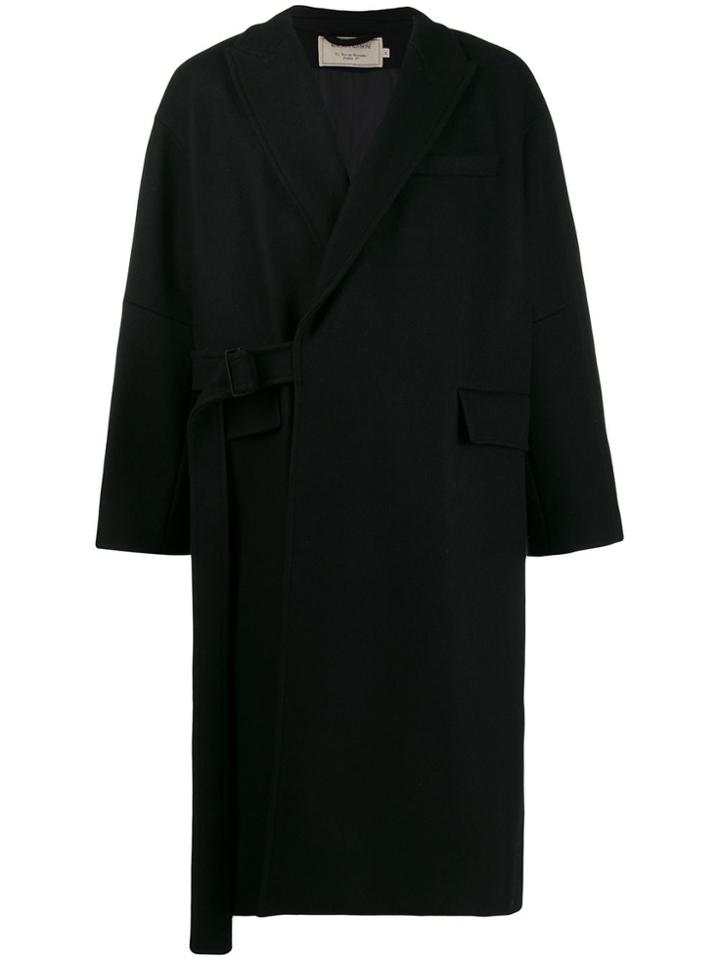 Maison Kitsuné Belted Wrap Coat - Black