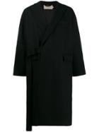 Maison Kitsuné Belted Wrap Coat - Black