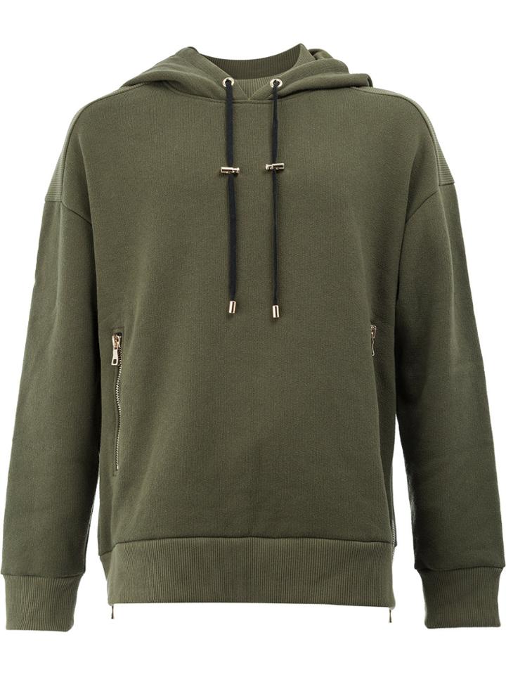 Balmain Side Zip Hoodie - Green