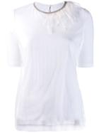 Fabiana Filippi Feather Collar T-shirt - White
