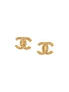 Chanel Vintage Cc Logo Stud Clip-on Earrings