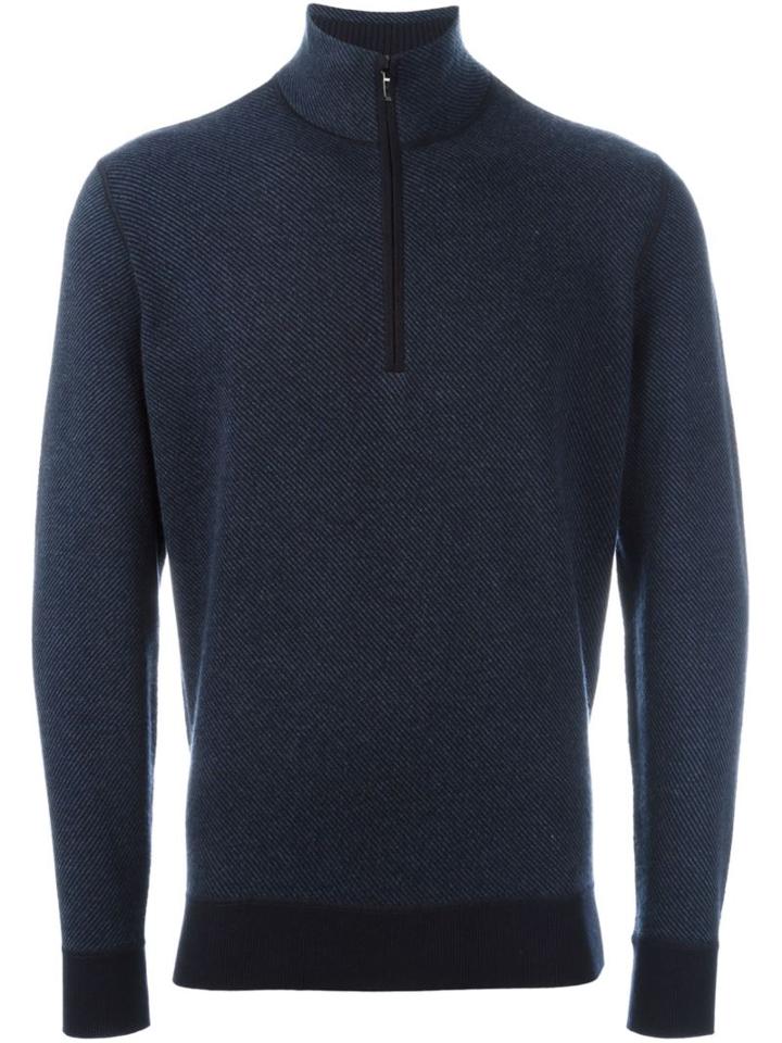 Loro Piana Funnel Neck Jumper, Men's, Size: 58, Blue, Cashmere