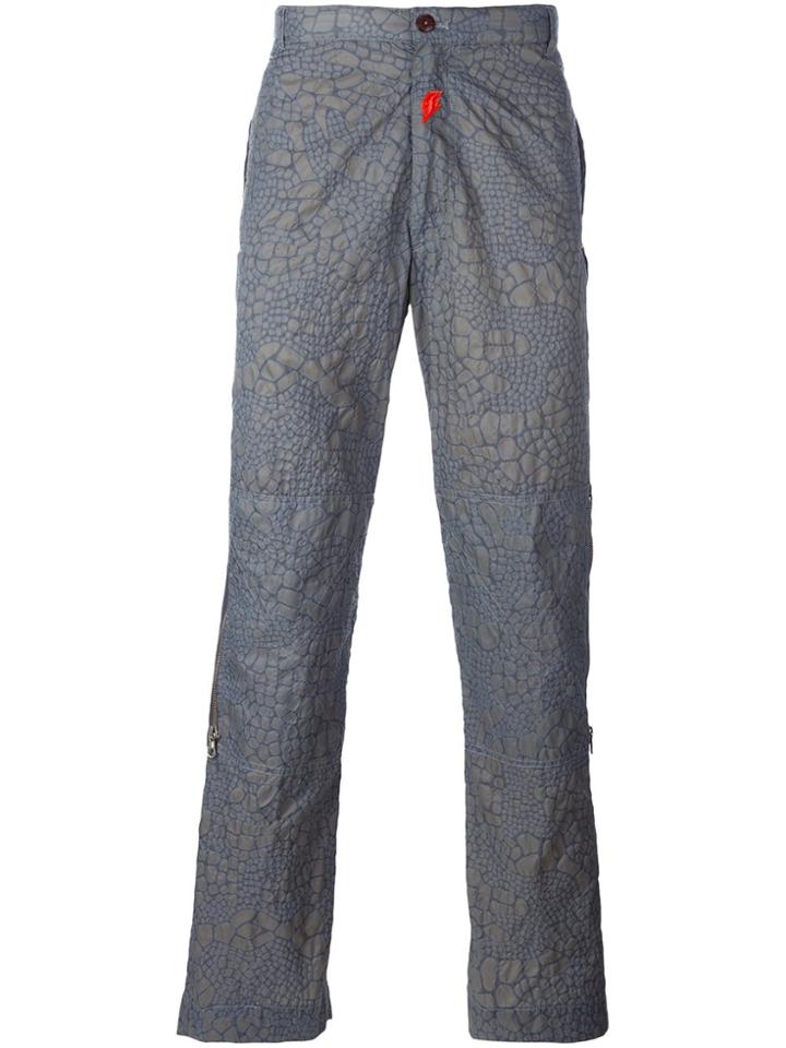 Walter Van Beirendonck Vintage Reptile Print Effect Trousers - Grey