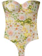 Isolda Floral Print Strapless Swimsuit, Women's, Size: Medium, Yellow/orange, Polyamide/spandex/elastane