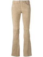 Sylvie Schimmel Skinny Fitting Flared Trouser, Women's, Size: 38, Nude/neutrals, Goat Suede/cotton/spandex/elastane