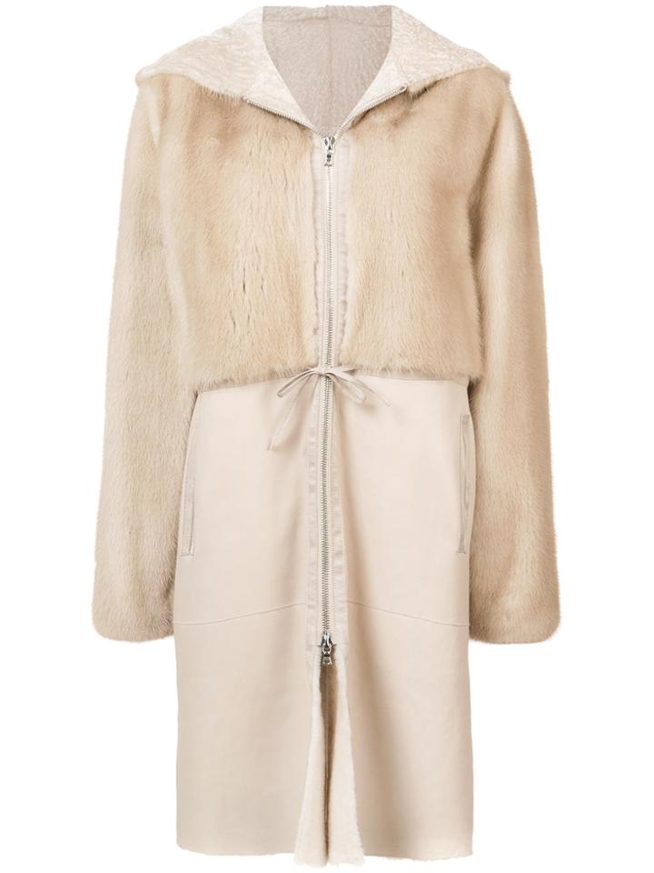 Oscar De La Renta Hooded Layered Coat - Nude & Neutrals