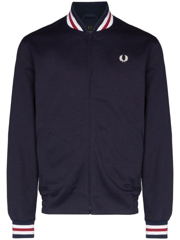 Fred Perry Zip-up Cotton Bomber Jacket - Blue