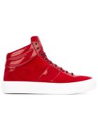 Jimmy Choo Belgravia Hi-top Sneakers, Men's, Size: 43, Red, Suede/rubber