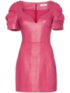 Area Ruched Sleeve Mini Dress - Pink