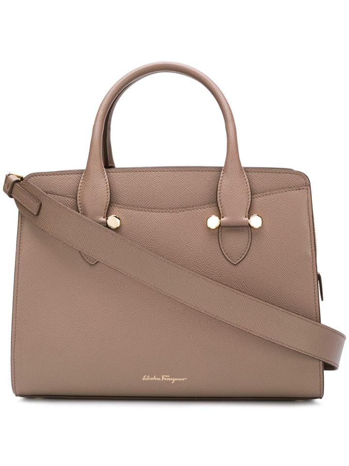 Salvatore Ferragamo Double Handle Tote Bag - Neutrals