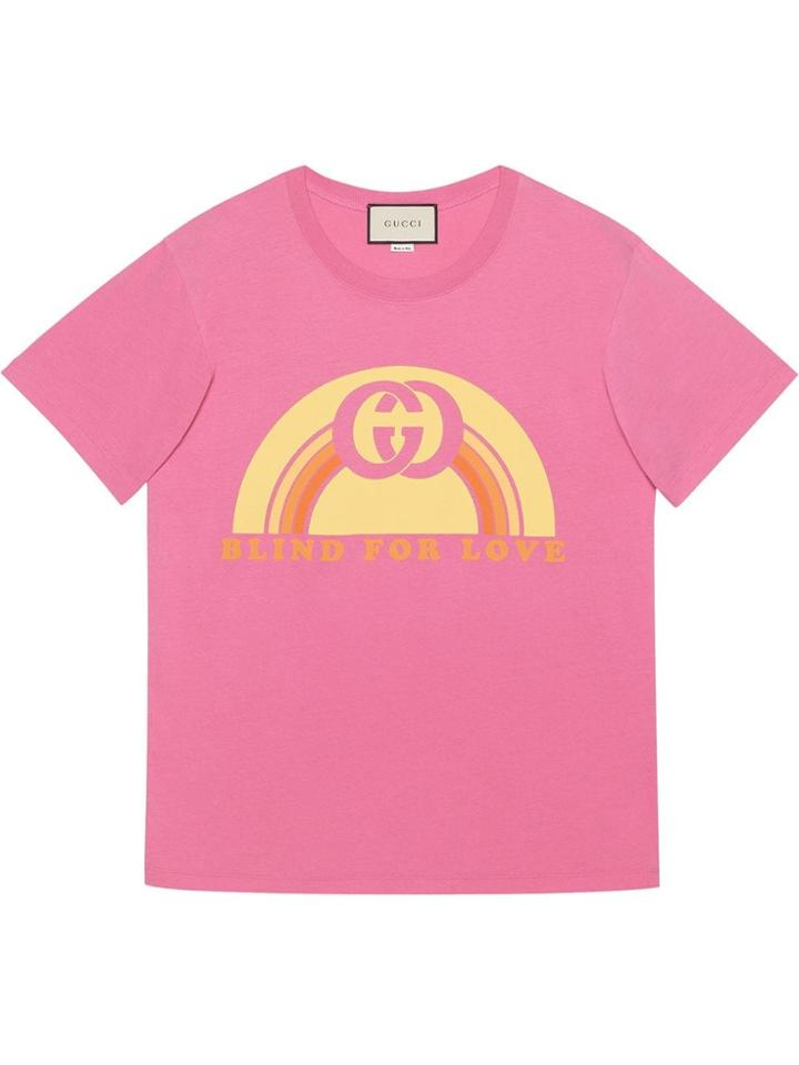 Gucci Oversize T-shirt With Rainbow Print - Pink & Purple