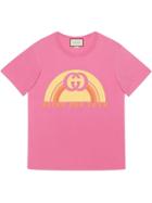 Gucci Oversize T-shirt With Rainbow Print - Pink & Purple