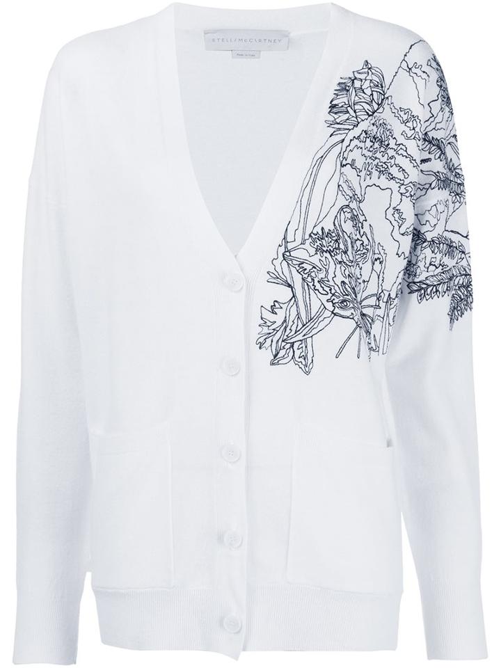 Stella Mccartney Embroidered Shoulder Cardigan, Women's, Size: 42, White, Virgin Wool