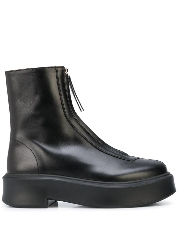 The Row Zip-front Ankle Boots - Black